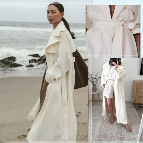 NWT Banana Republic Silvia Linen Trench Coat - Picture 1 of 4